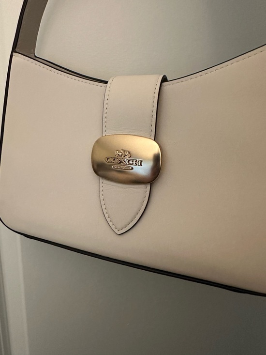 Coach Pebble Leather Shoulder Bag in Cream with Gold Hardware